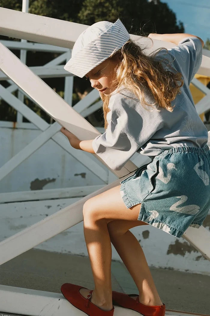 Tinycottons BIG SWANS SHORTS çocuk denim şort