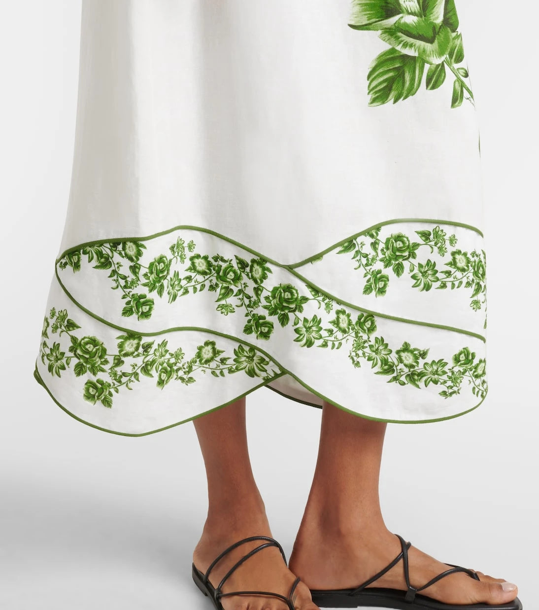Farm Rio - Blue Yard linen-blend midi dress