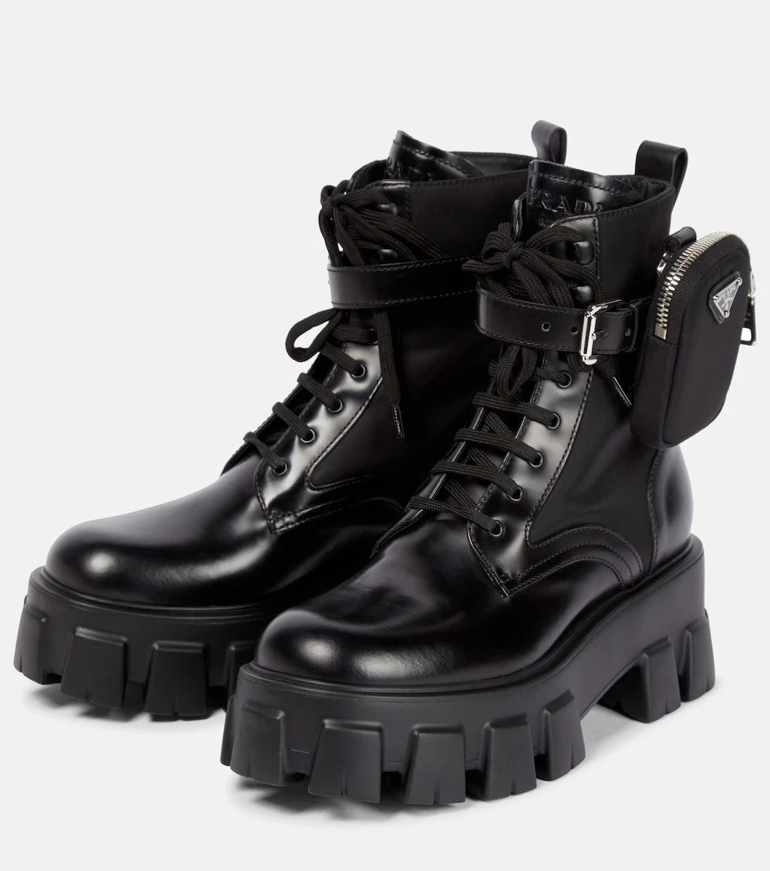 Prada - Monolith leather ankle boots