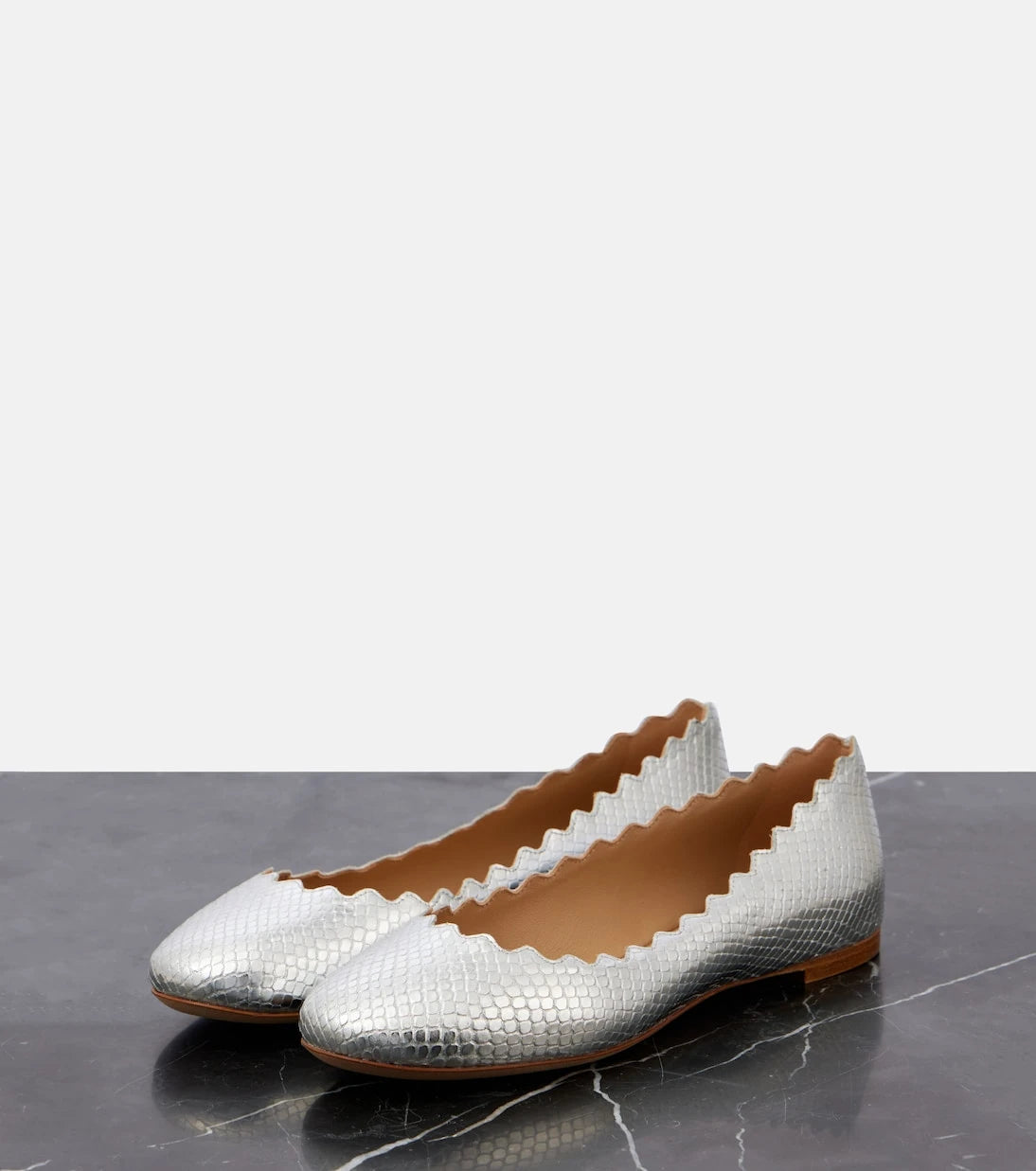 Chloé - Lauren croc-effect leather ballet flats