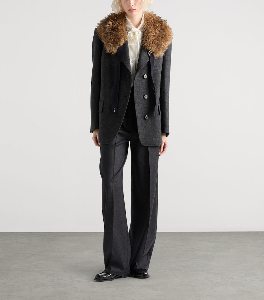 Prada White Satin Tie-Neck Blouse