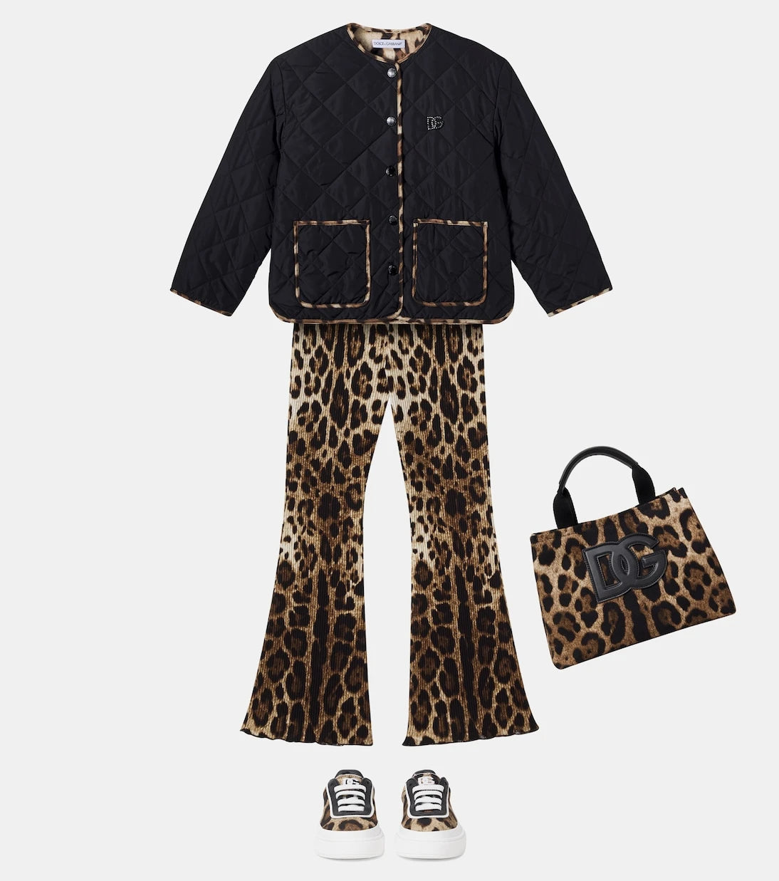 Dolce&Gabbana Kids - حذاء رياضي بلاتفورم بطبعة فهد من DG