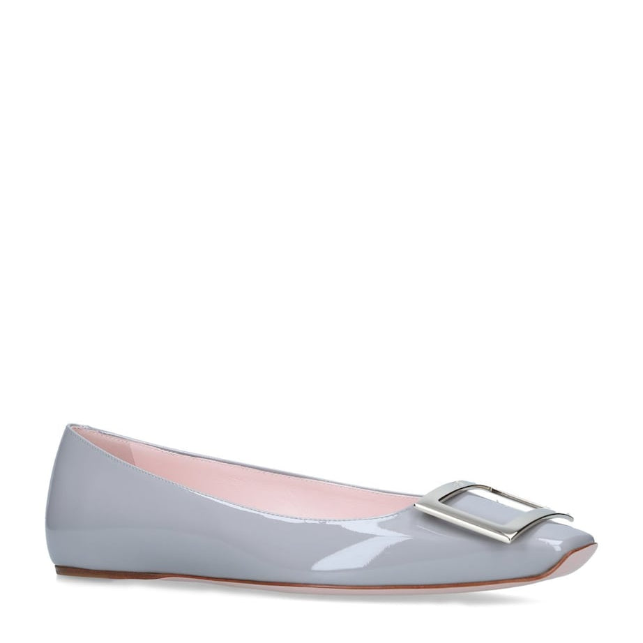 Roger Vivier Grey Patent Leather Trompette Ballet Flats