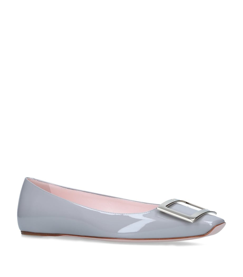 Roger Vivier Grey Patent Leather Trompette Ballet Flats