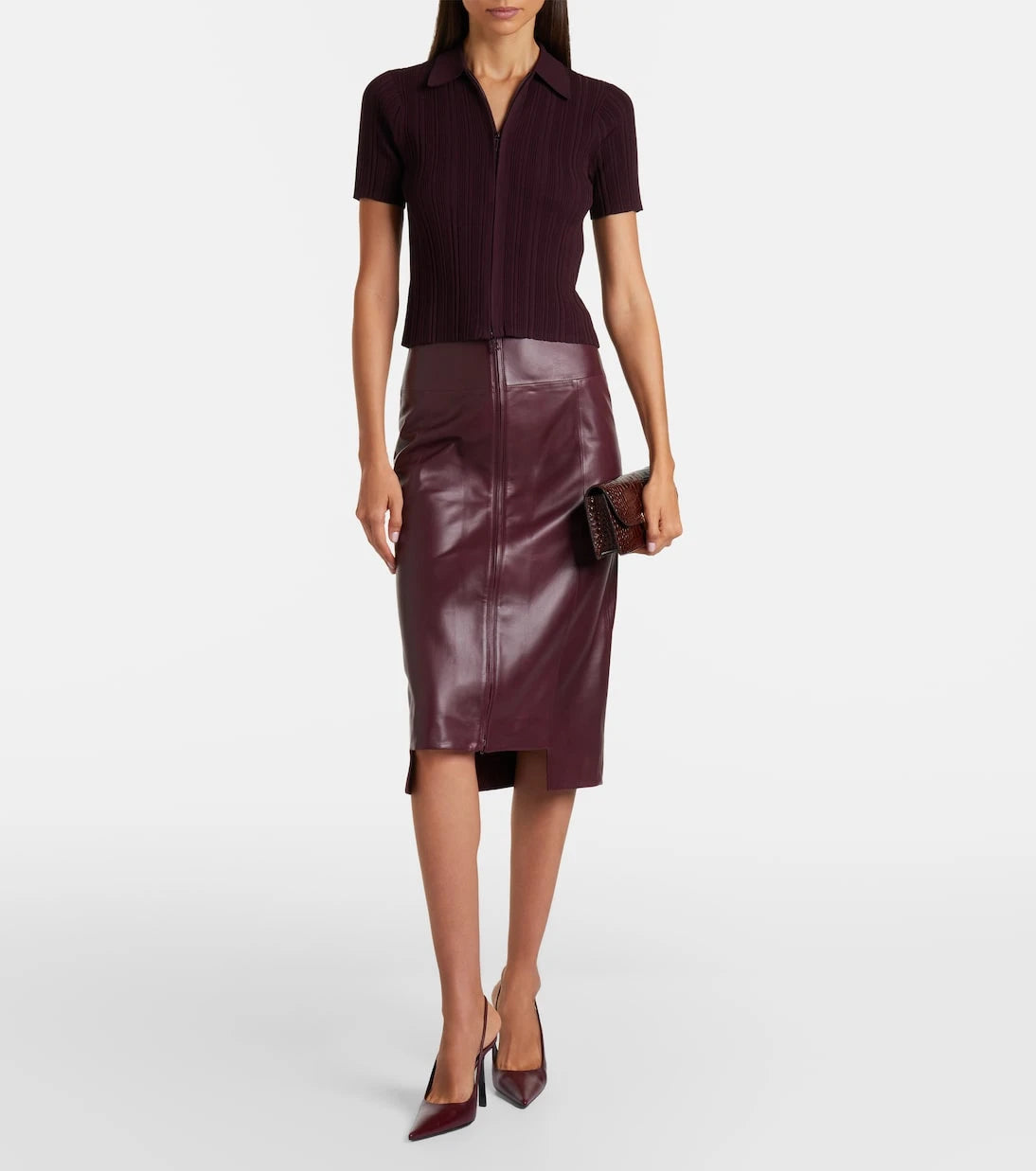 Victoria Beckham - Ribbed-knit zip-up top