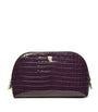 Small Leather Croc-Embossed Cosmetic Case