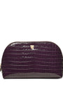 Small Leather Croc-Embossed Cosmetic Case