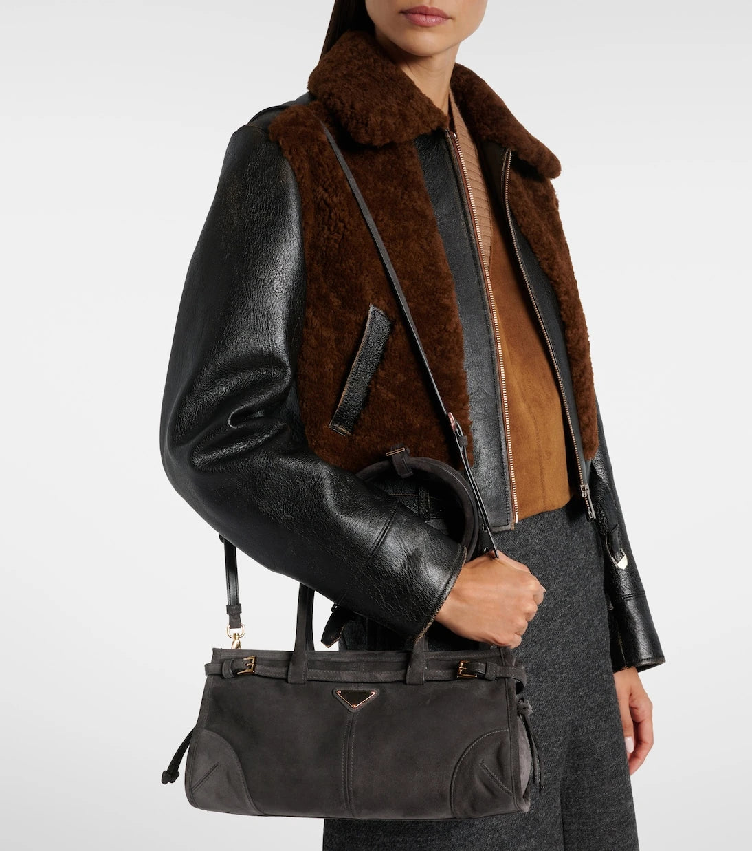Prada - Prada Bonnie Medium suede shoulder bag