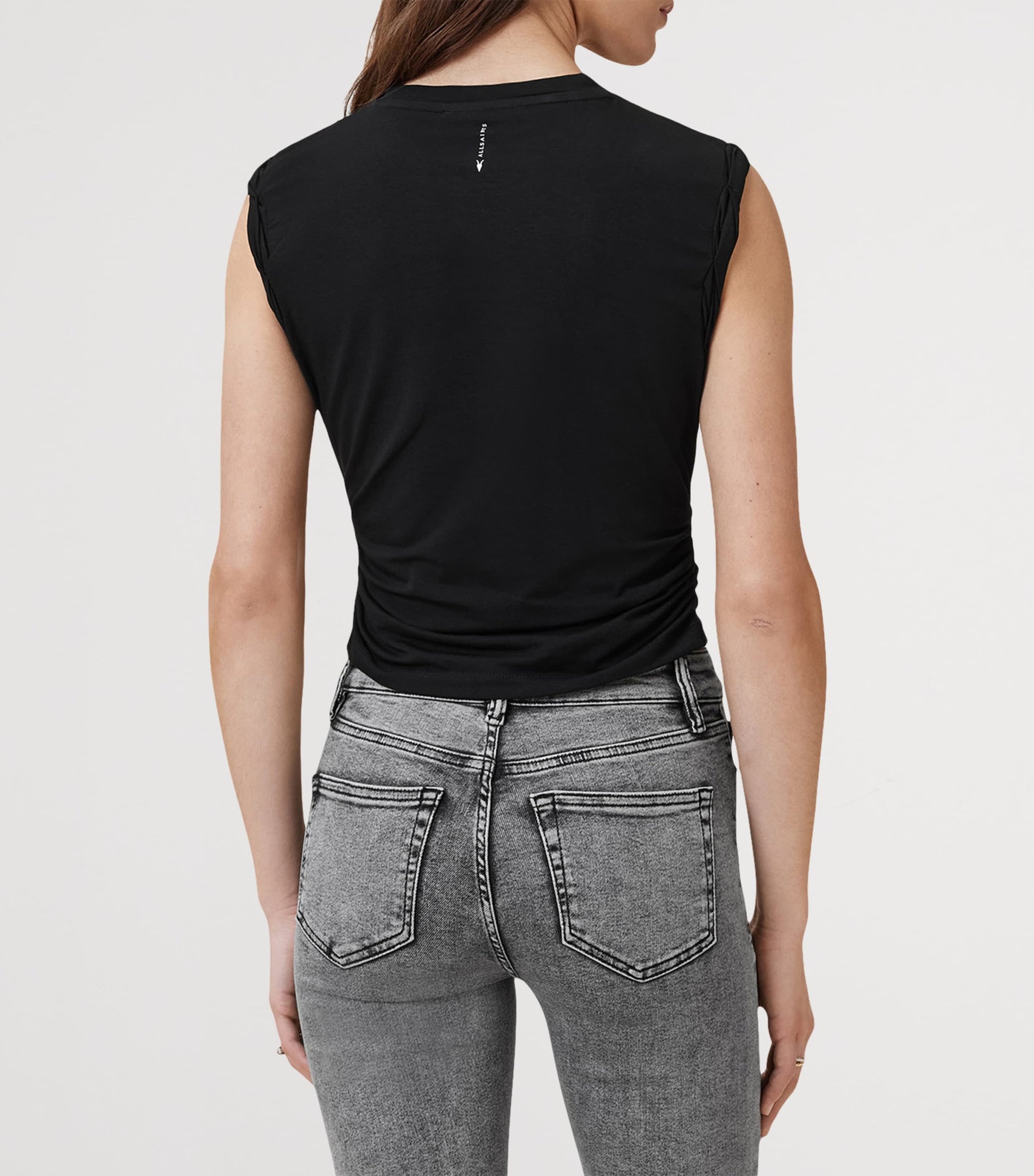 AllSaints Black Cotton-Modal West Tank