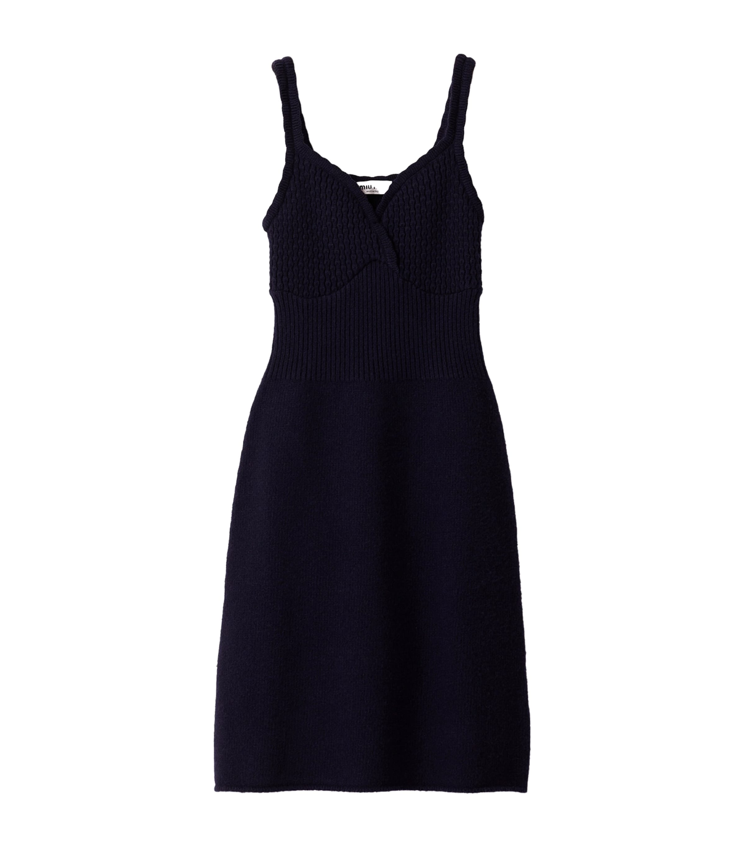 Miu Miu Blue Wool Knit Midi Dress
