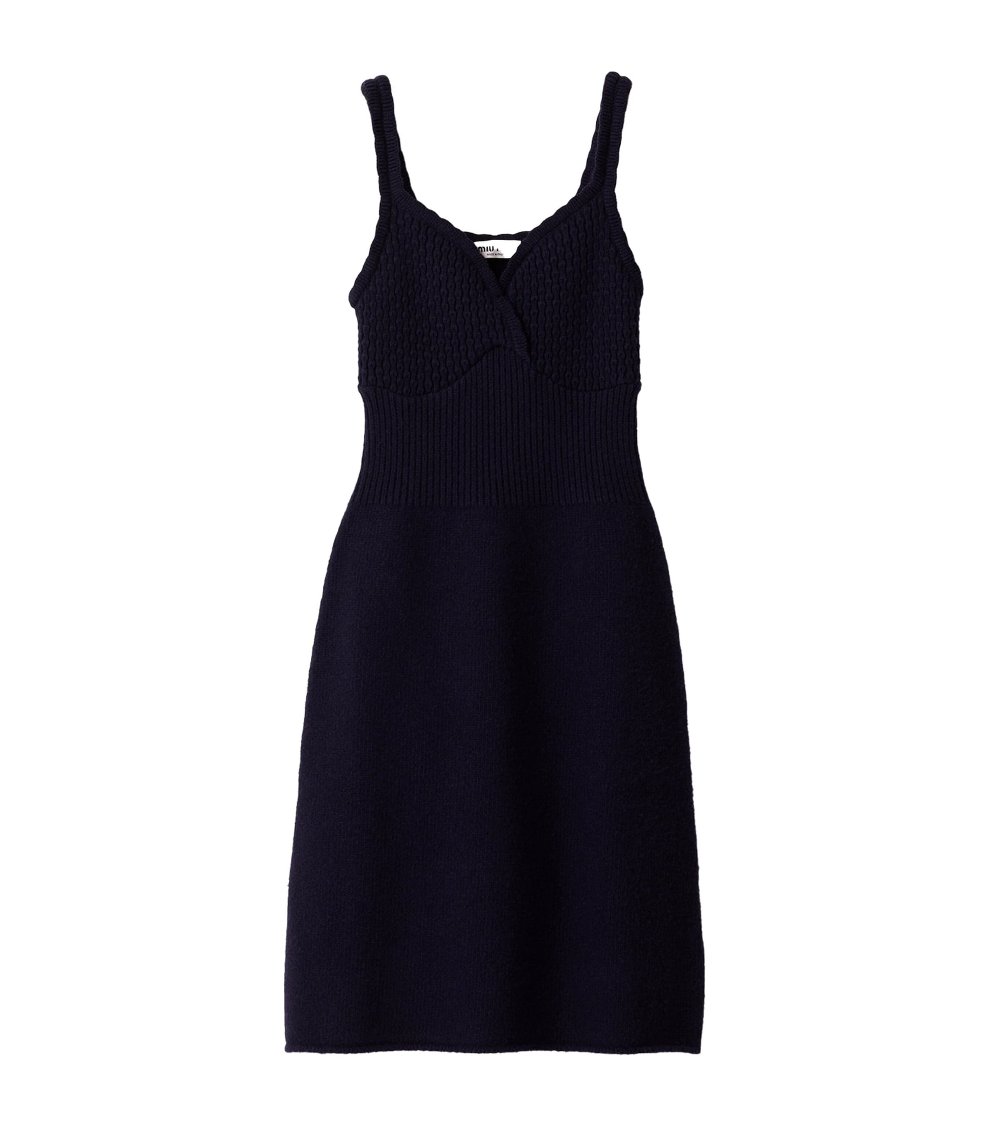 Miu Miu Blue Wool Knit Midi Dress