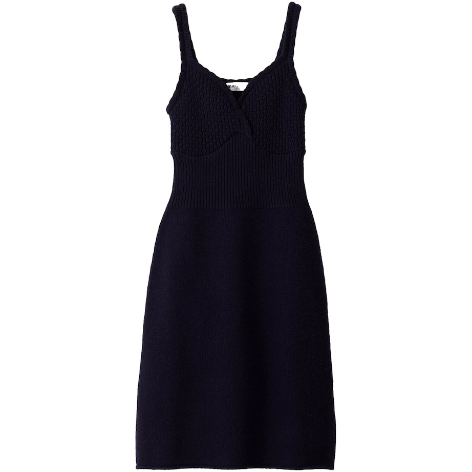 Miu Miu Blue Wool Knit Midi Dress