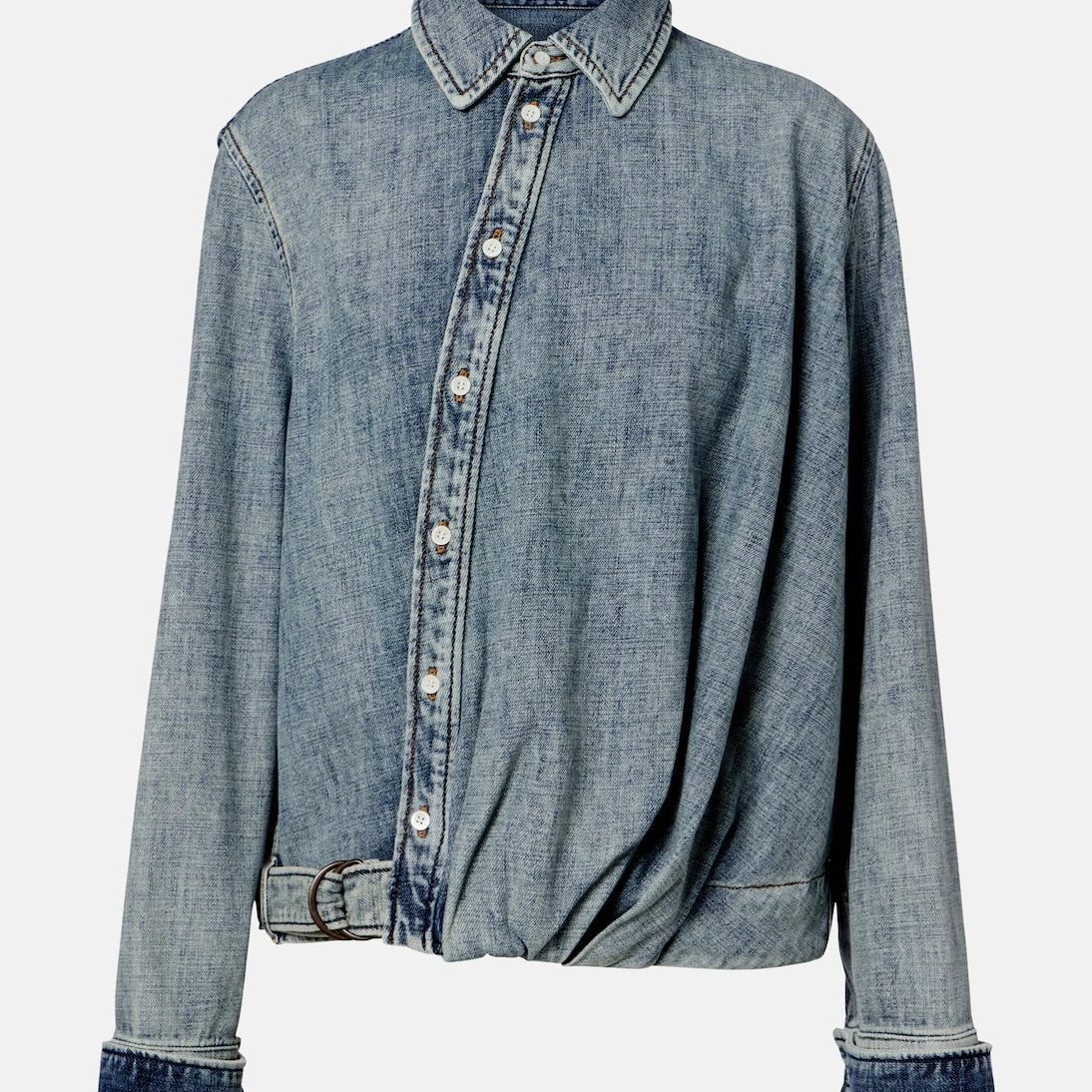 Loewe - Draped belted denim shirt