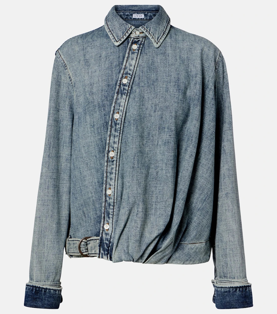 Loewe - Draped belted denim shirt