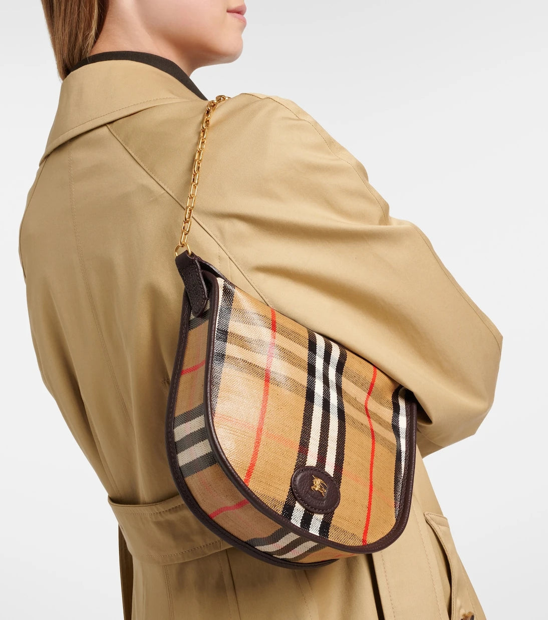 Burberry - حقيبة كتف صغيرة بنقشة مربعات بربري هايلاند