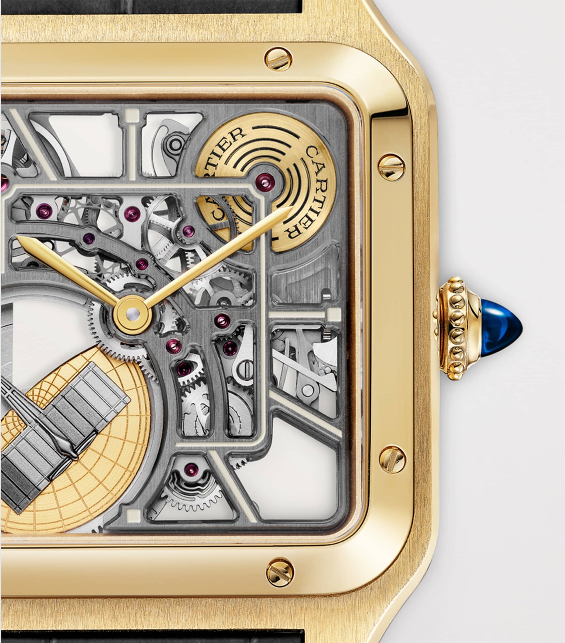 Large Yellow Gold Santos-Dumont Skeleton Watch 43.5mm