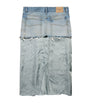 Balenciaga Navy Ripped Off Denim Midi Skirt