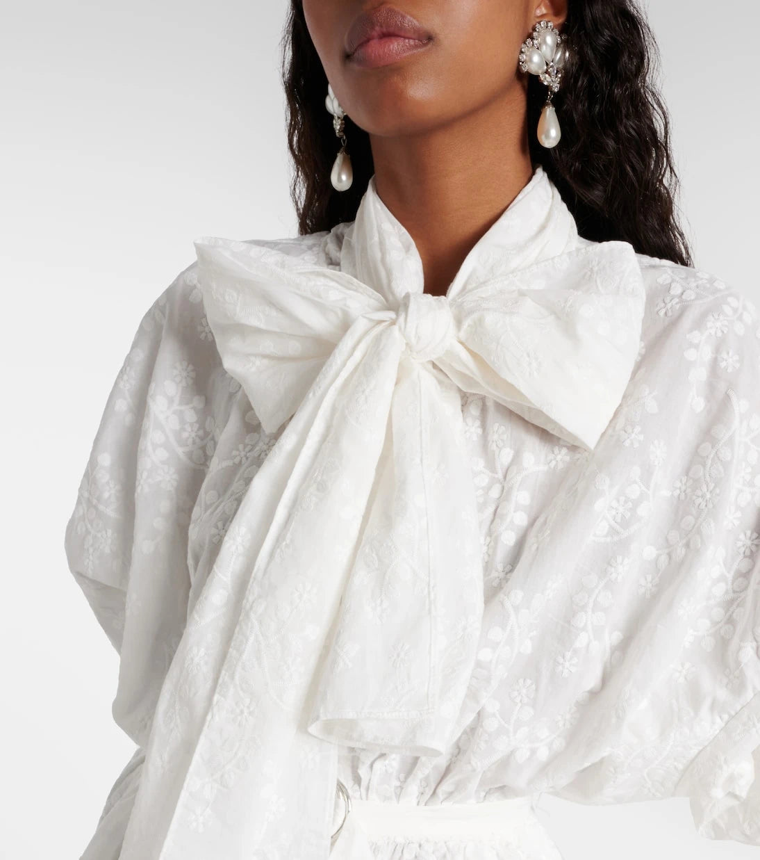 Norma Kamali - Bow-detail embroidered cotton minidress