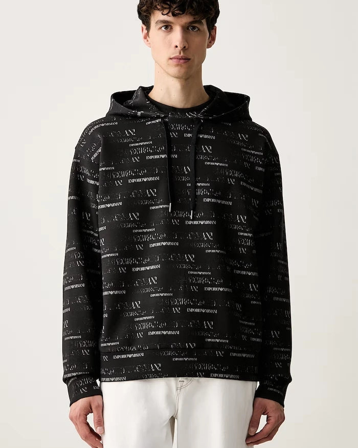 Emporio Armani kapüşonlu erkek pamuklu sweatshirt