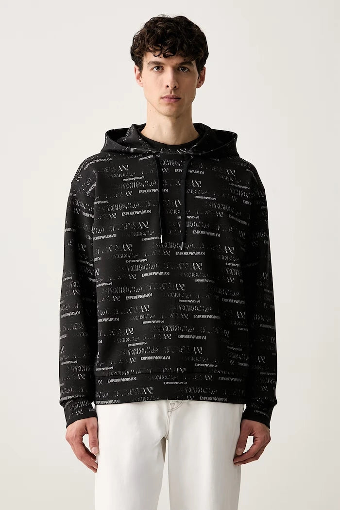 Emporio Armani kapüşonlu erkek pamuklu sweatshirt