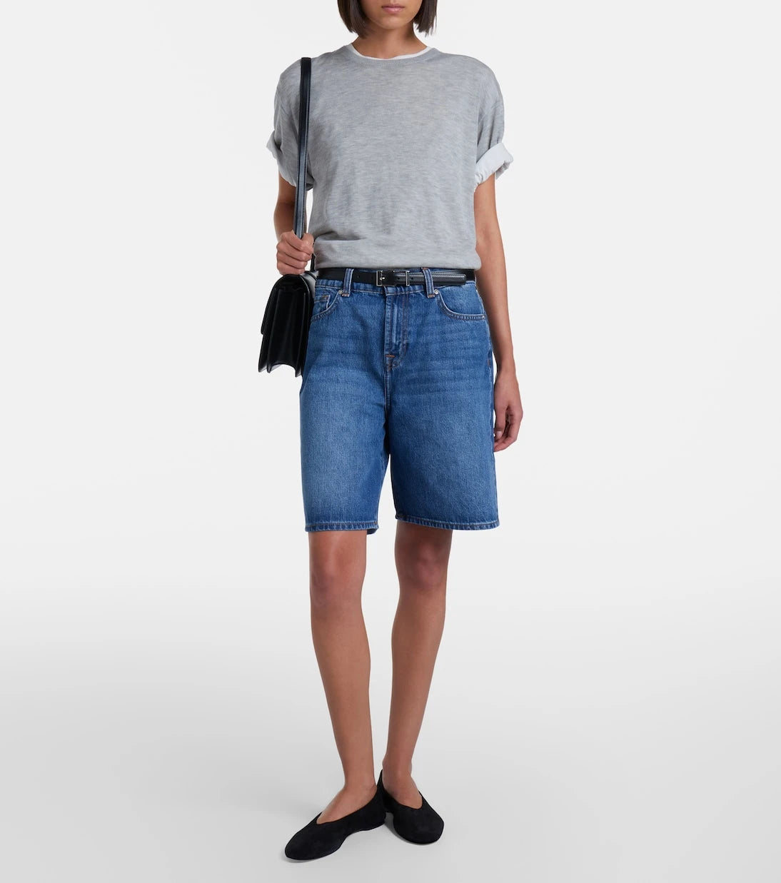 7 For All Mankind - Lola distressed denim Bermuda shorts
