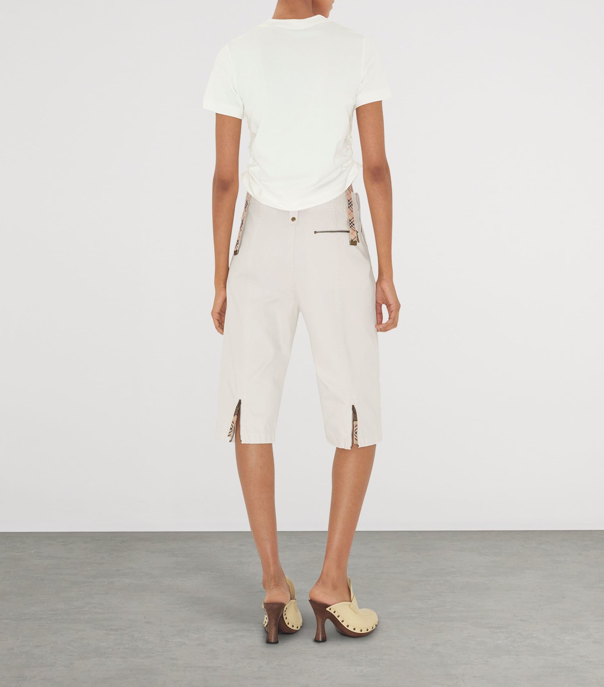 Burberry White Cotton Gathered EKD T-Shirt