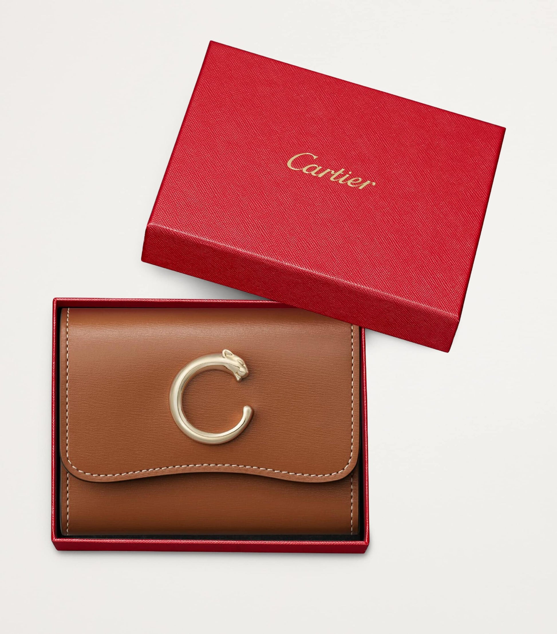 Brown Mini Leather Panthère de Cartier Wallet