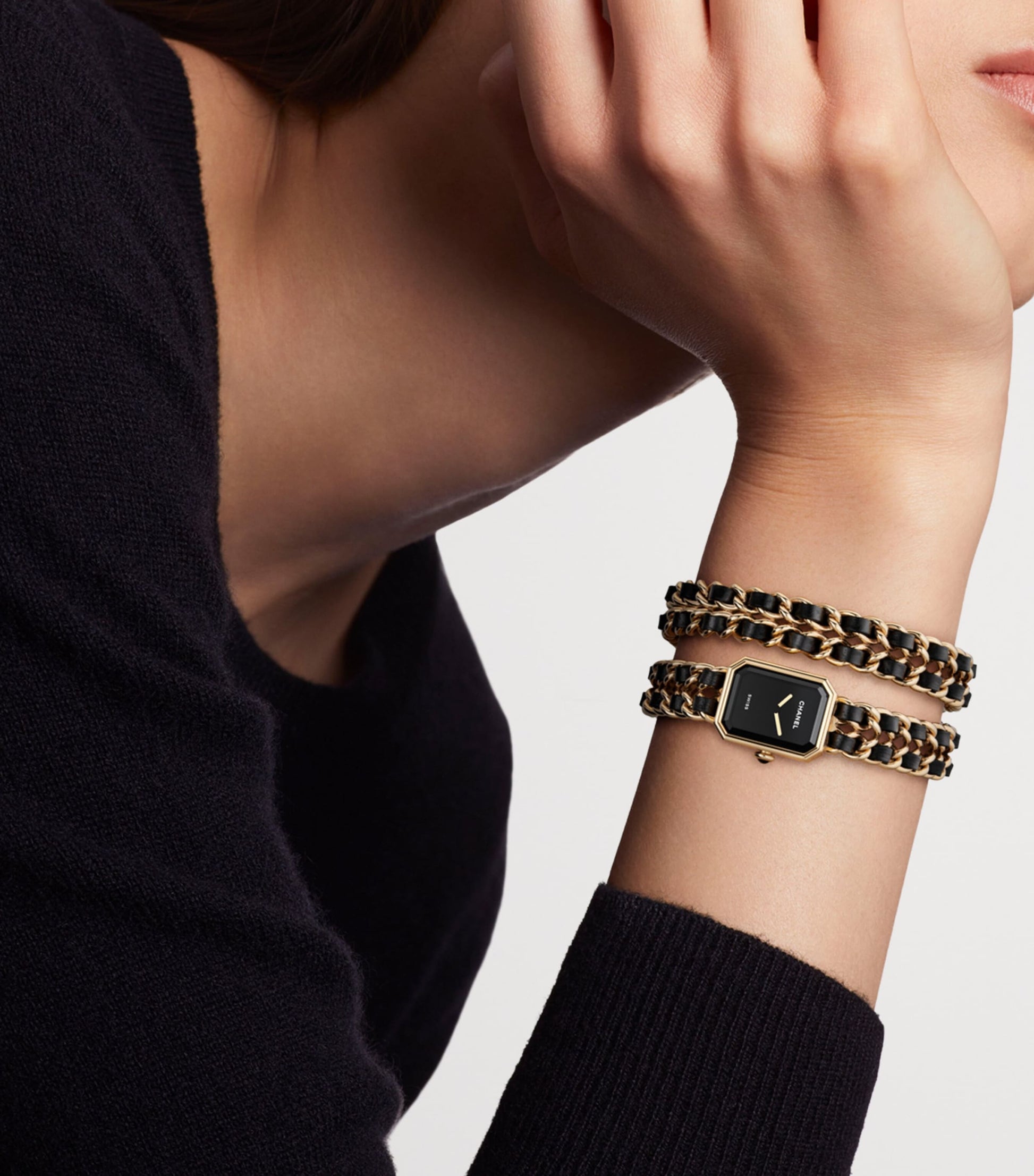 CHANEL Yellow Gold-Plated Première Iconic Chain Double Row Watch 19.7mm