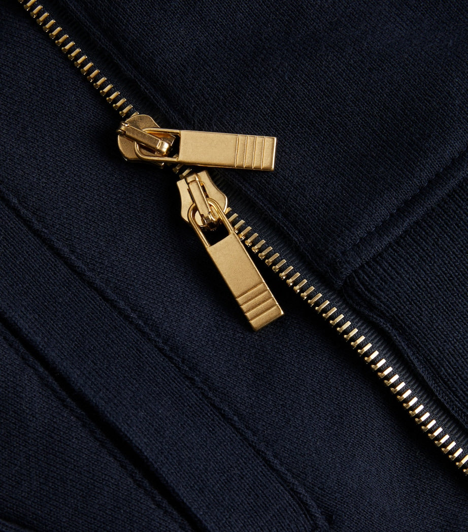Navy 4-Bar Zip-Up Hoodie