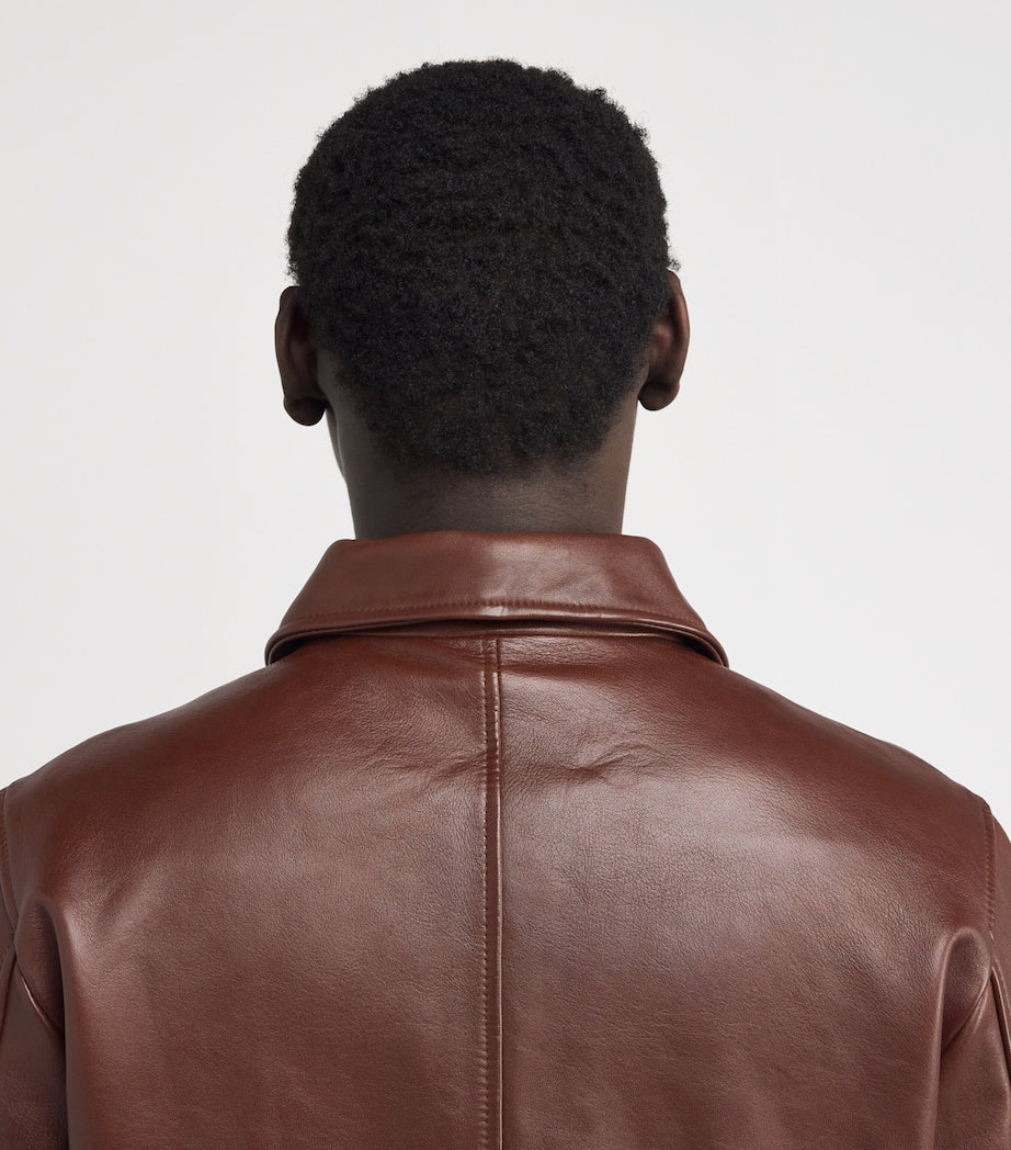 Sunflower Brown Collar Leather Jacket