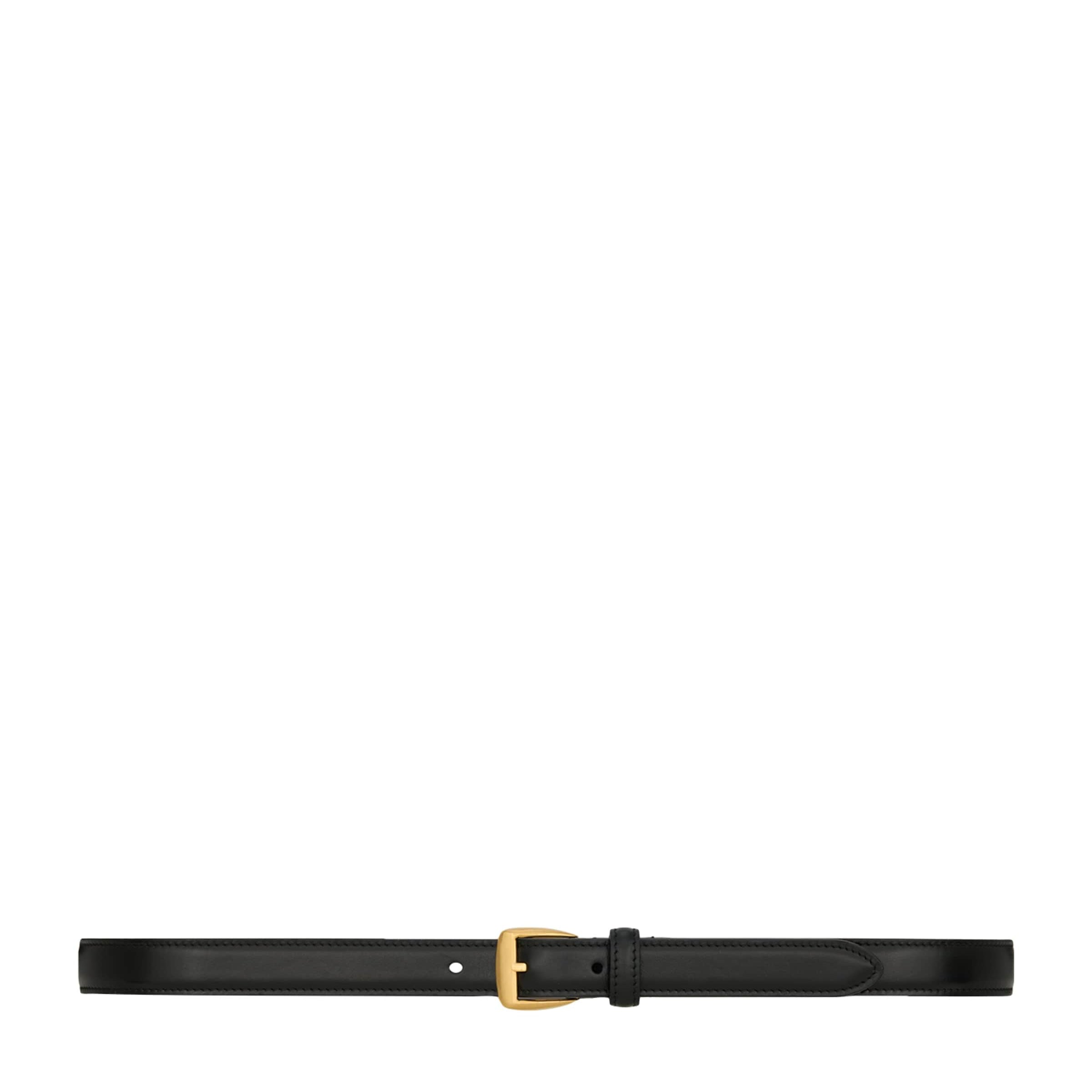 Black Leather Trapezoid Buckle Belt