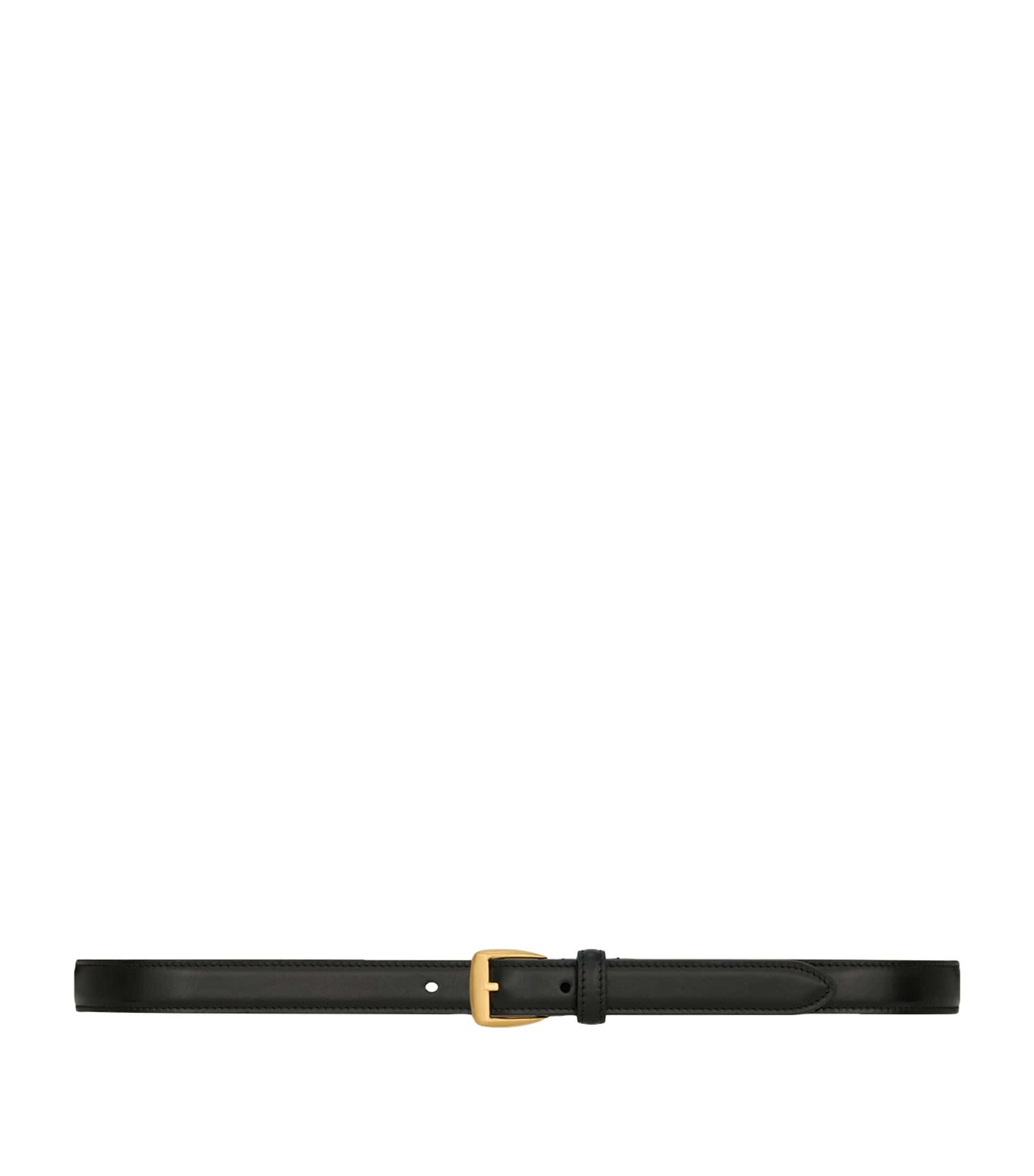 Black Leather Trapezoid Buckle Belt