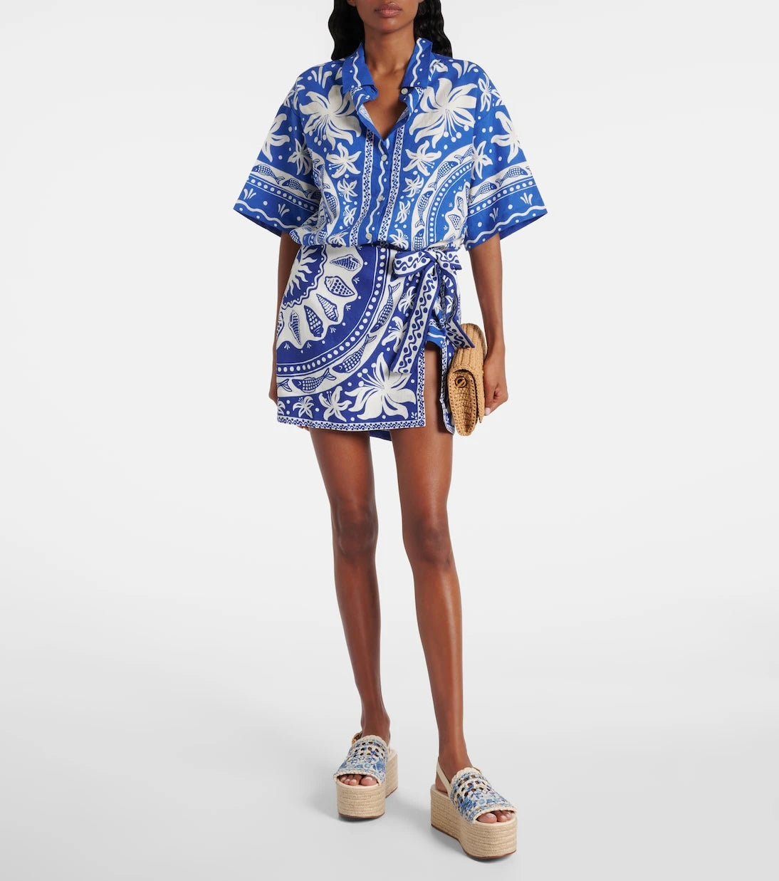 Farm Rio - Printed leather platform espadrilles