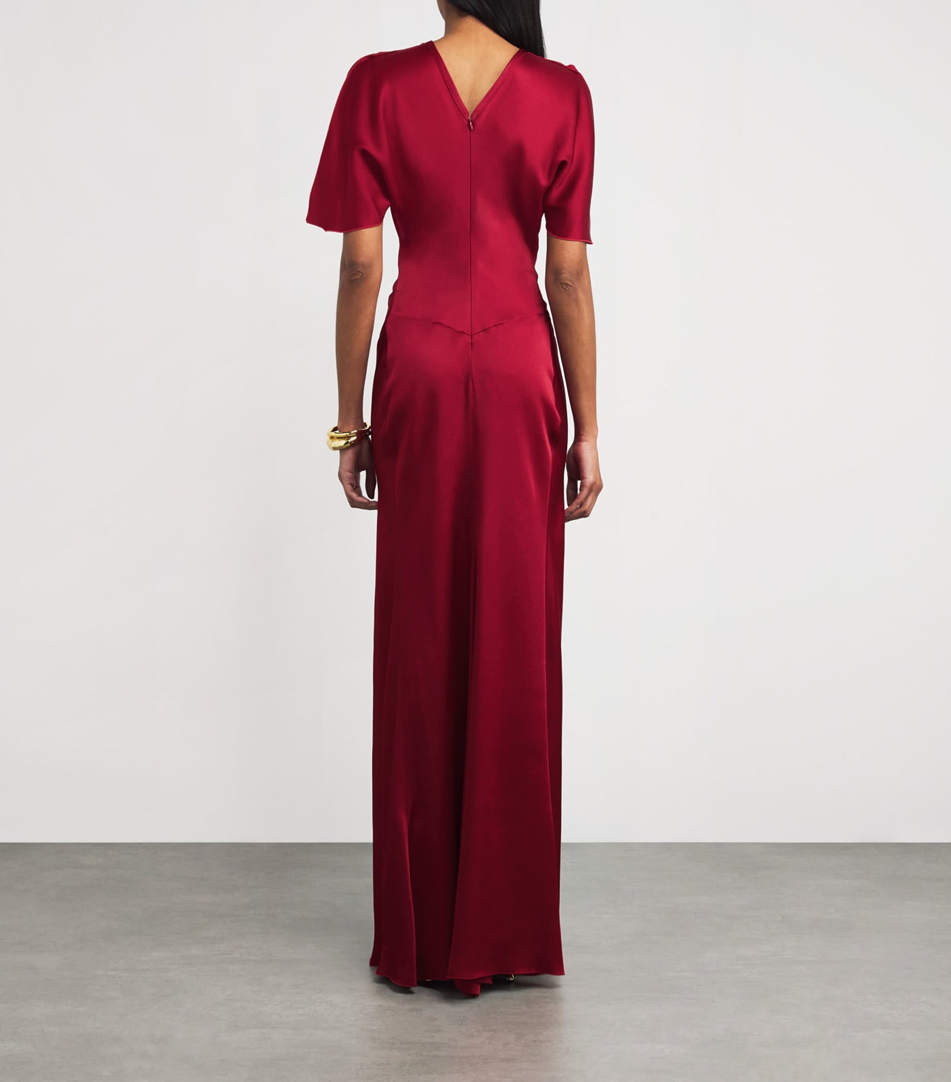 Victoria Beckham Red Gathered Waist Maxi Dress
