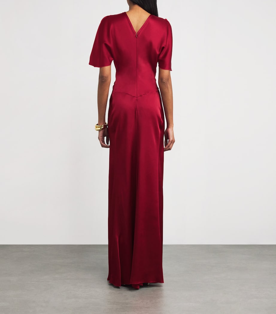 Victoria Beckham Red Gathered Waist Maxi Dress
