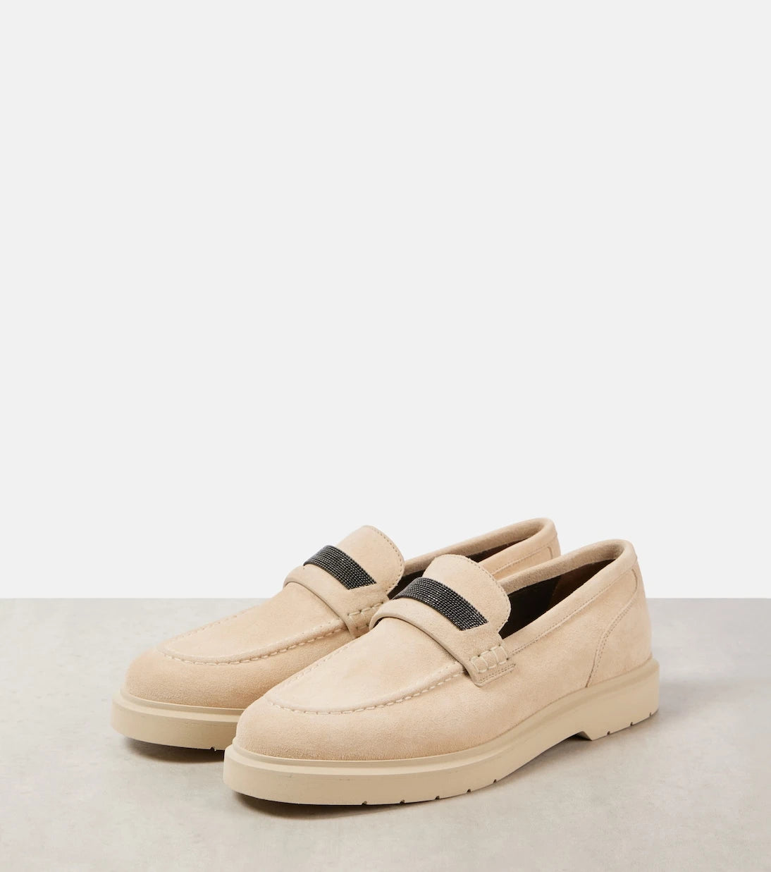 Brunello Cucinelli - Monili suede penny loafers