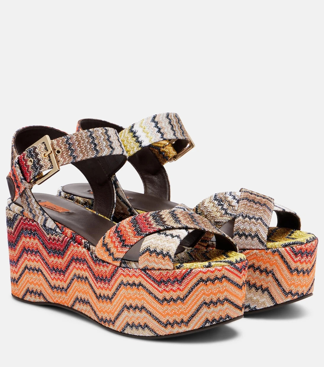 Missoni - صندل بلاتفورم جوليا بتصميم متعرج من قماش اللاميه