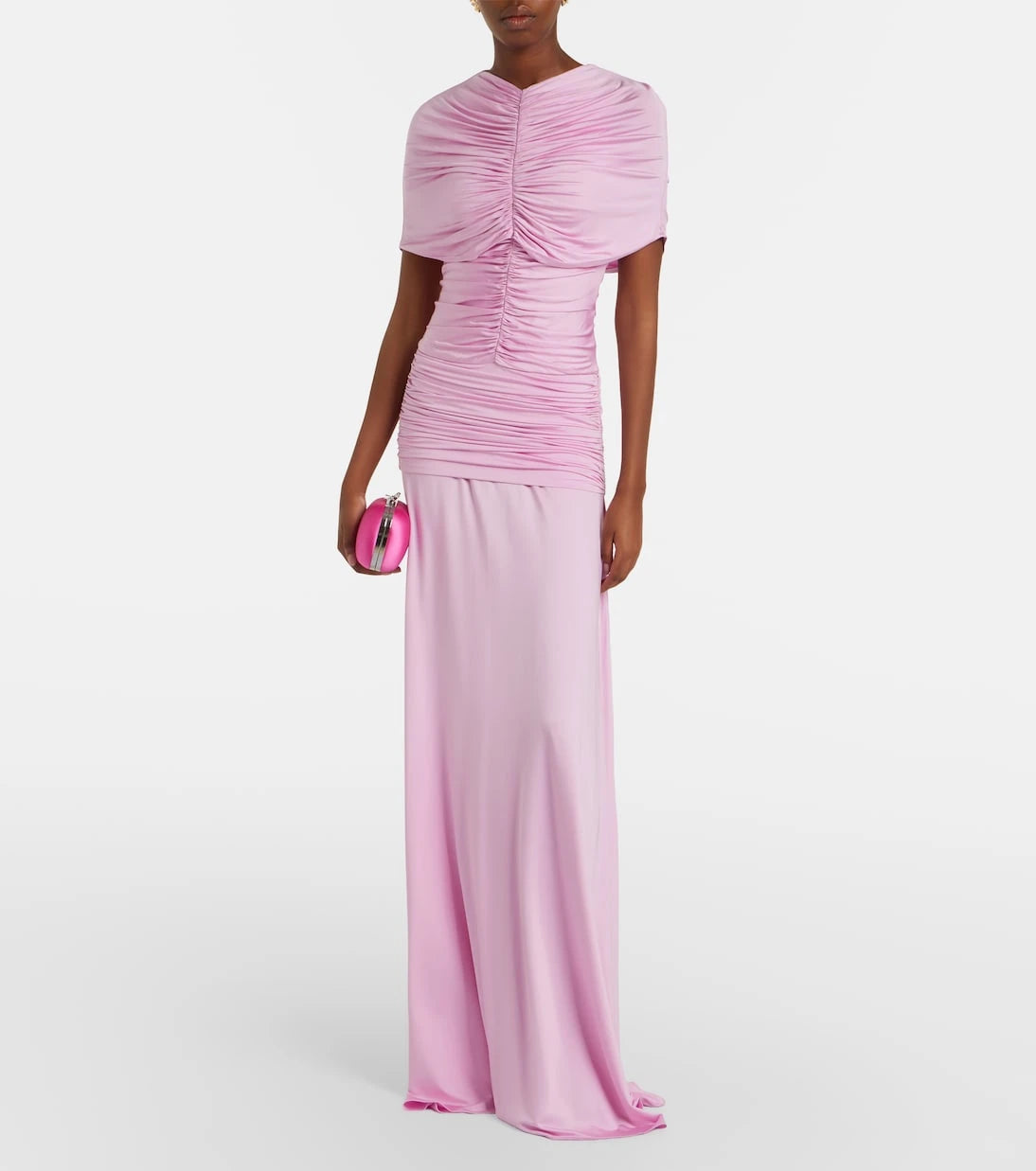 Self-Portrait - Caped ruched jersey maxi dress