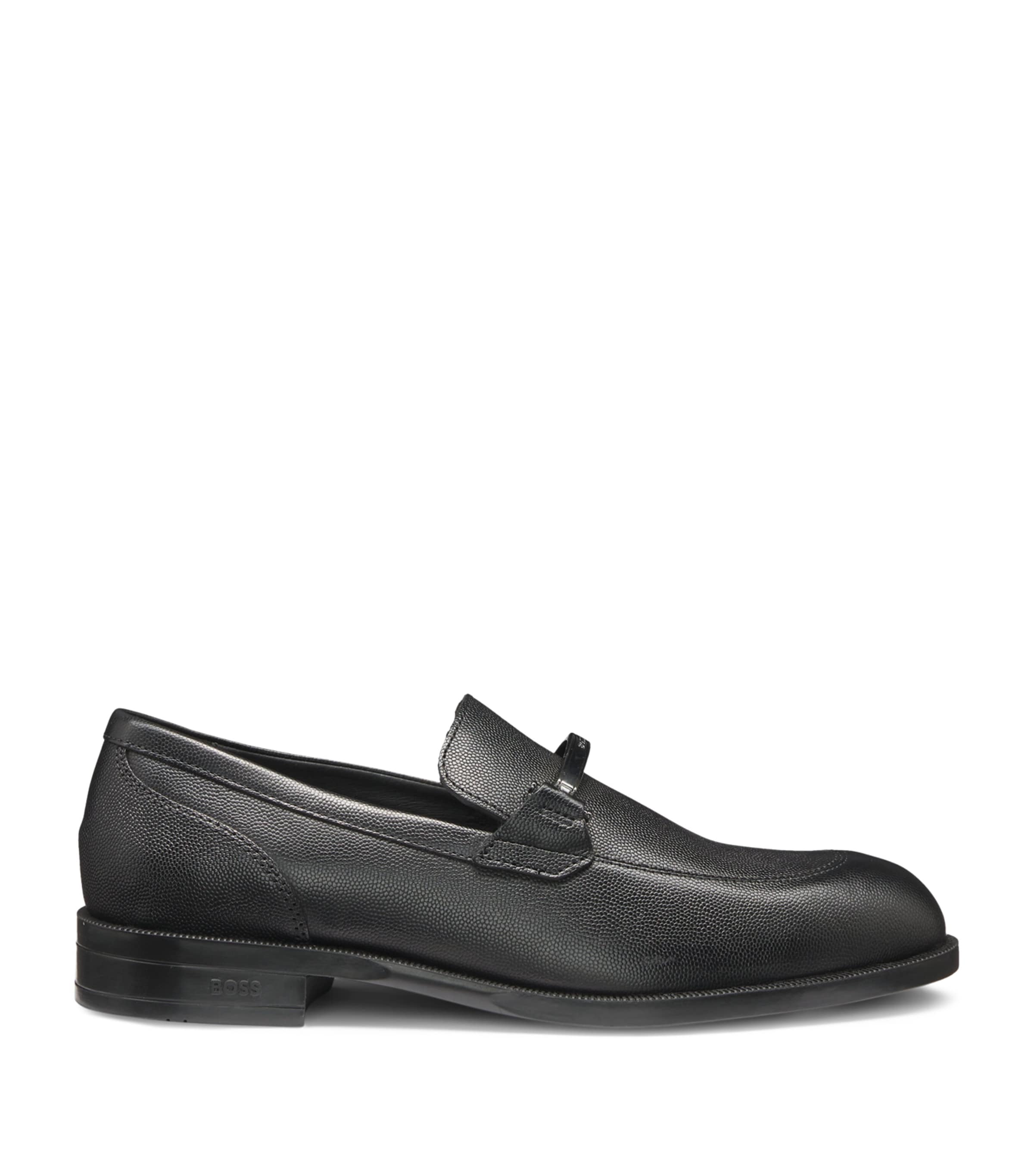 BOSS Leather Logo Hardware Loafers