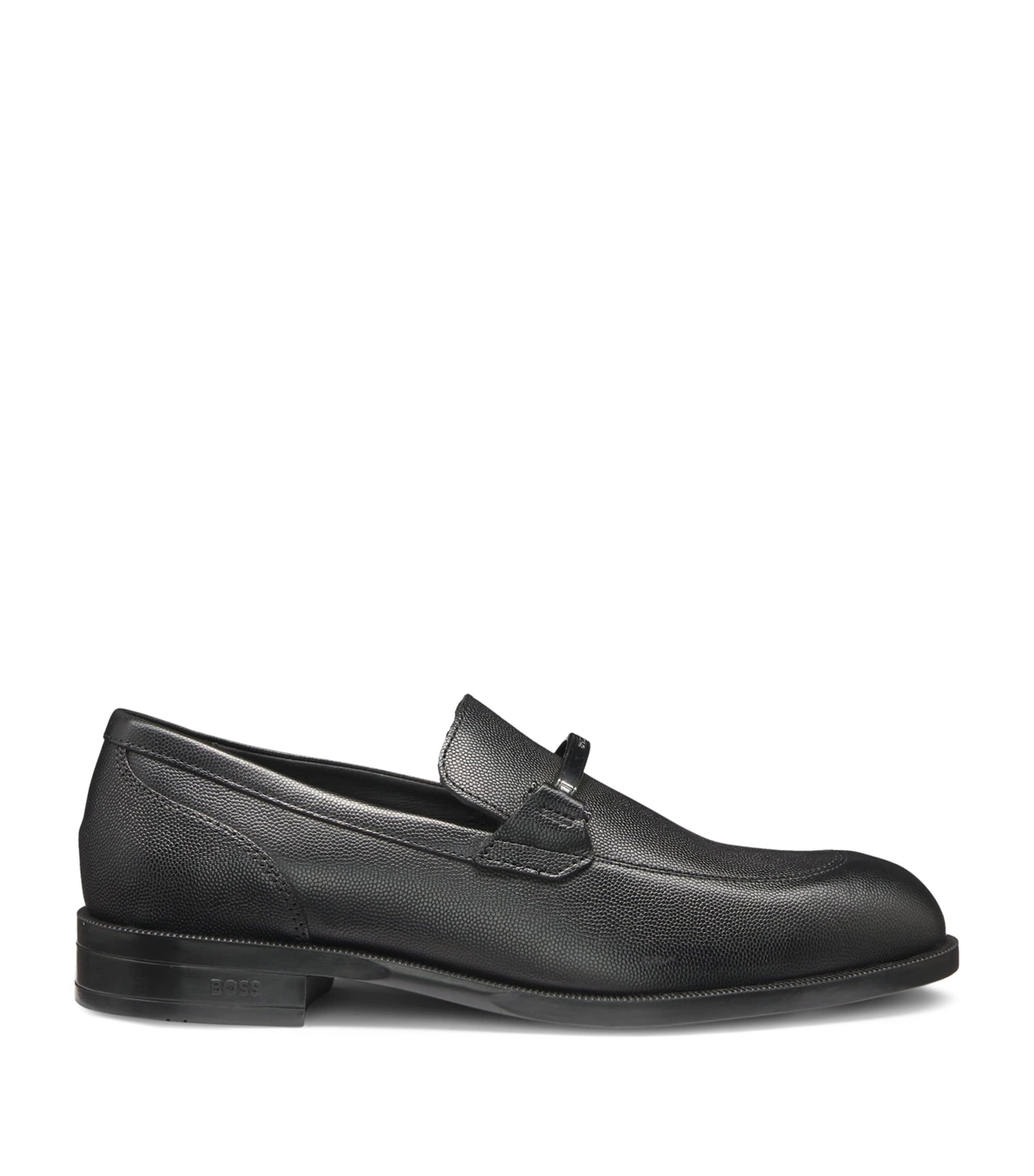 BOSS Leather Logo Hardware Loafers
