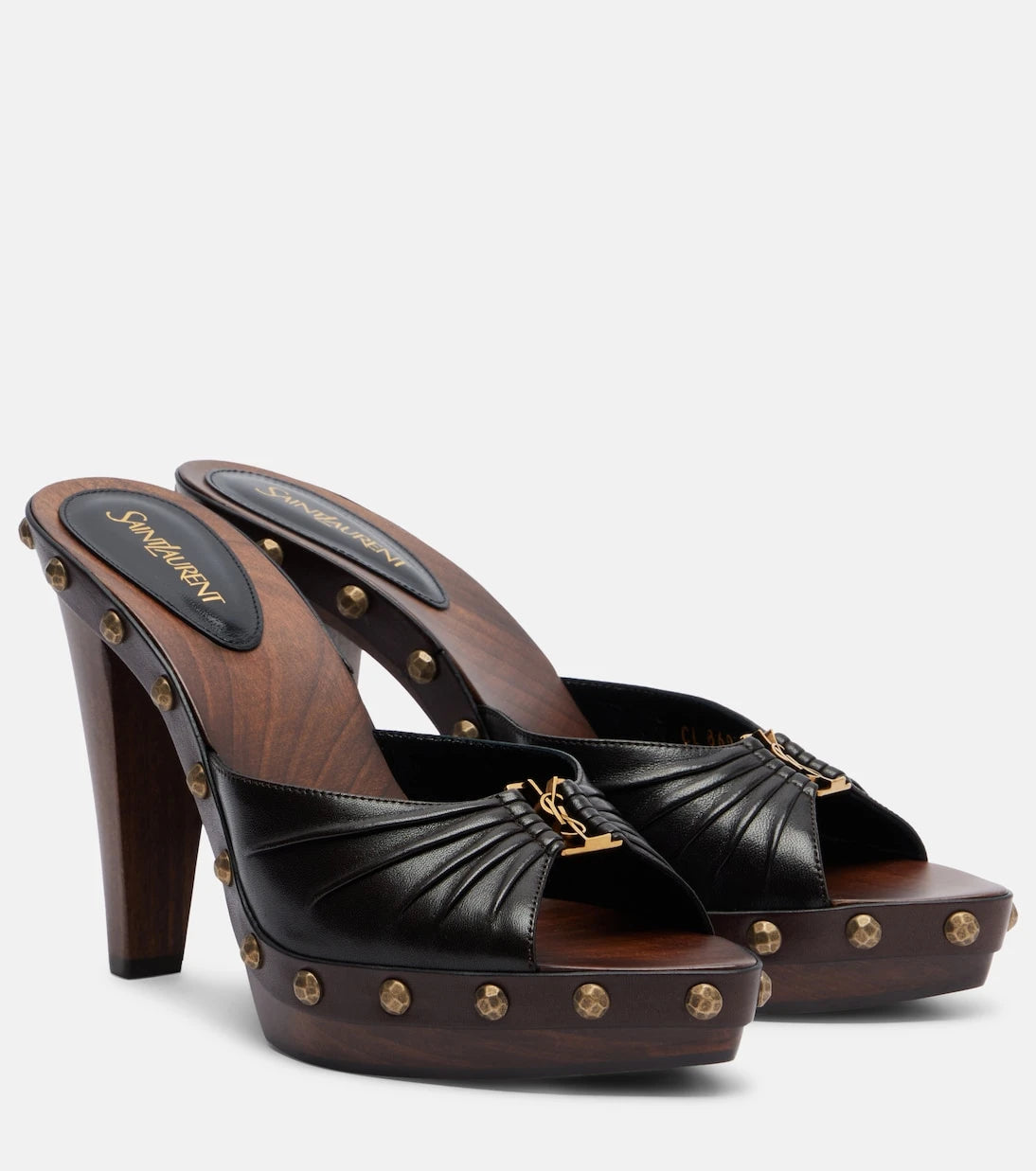 Saint Laurent - Babylone studded leather platform mules