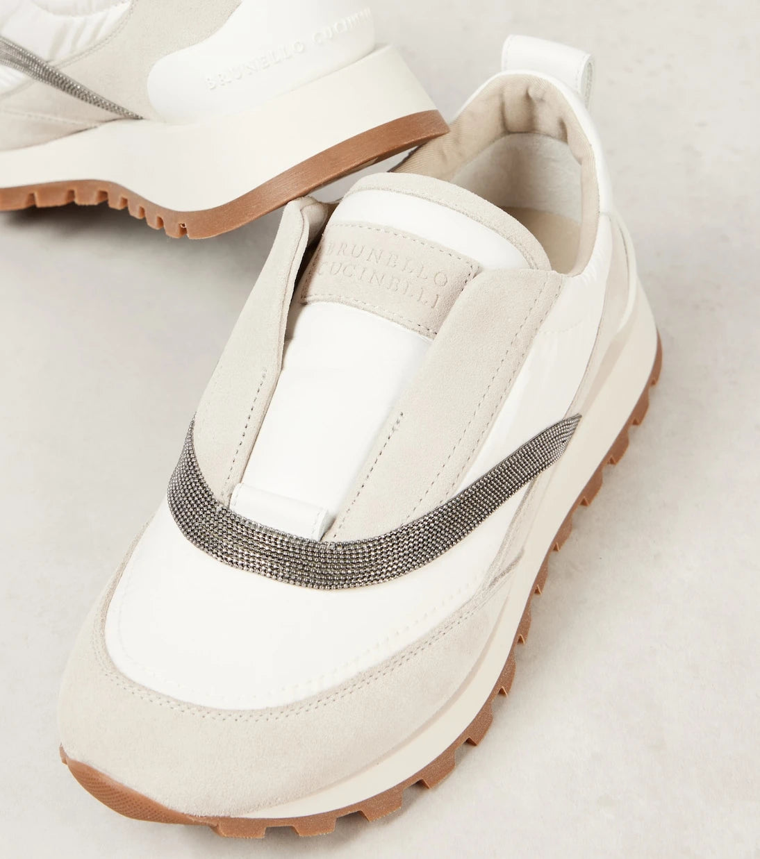 Brunello Cucinelli - Monili leather-trimmed sneakers