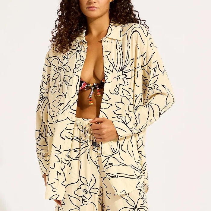Seafolly риза дамска от вискоза Long Sleeve Shirt