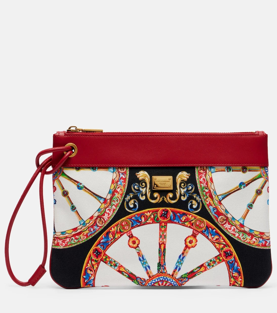 Dolce&Gabbana - Small printed leather-trimmed canvas pouch