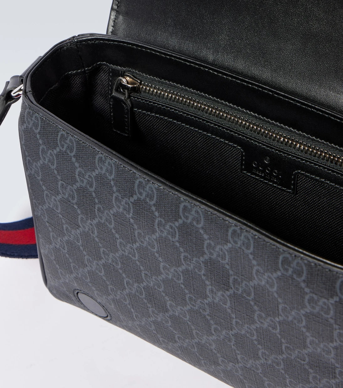 Gucci - Leather-trimmed GG canvas crossbody bag