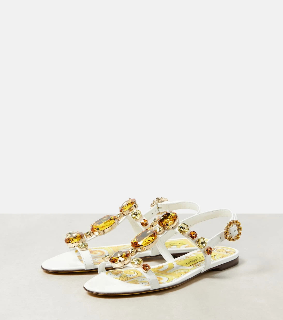 Dolce&Gabbana - Majolica embellished patent leather sandals