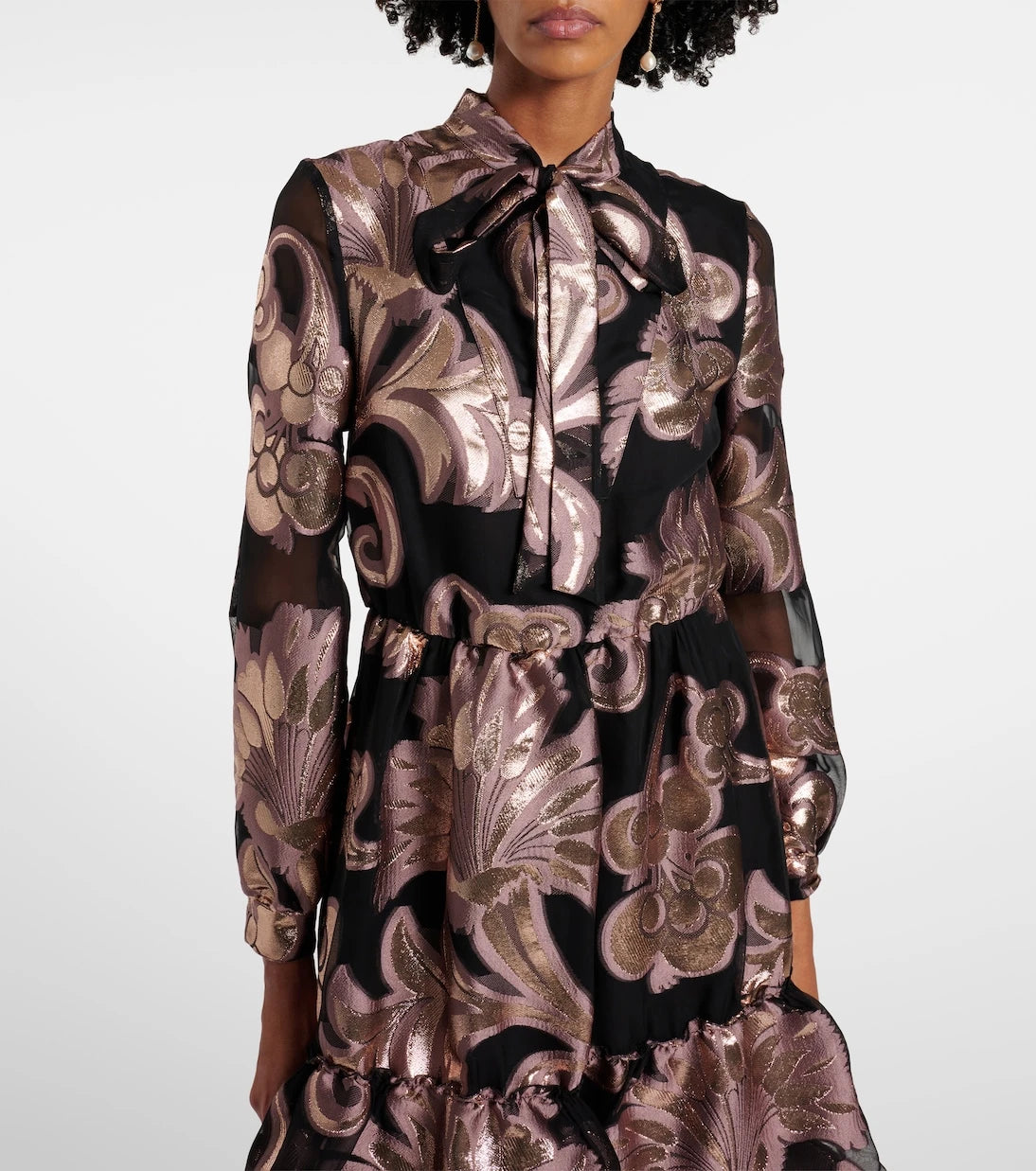 Etro - Printed tie-neck minidress