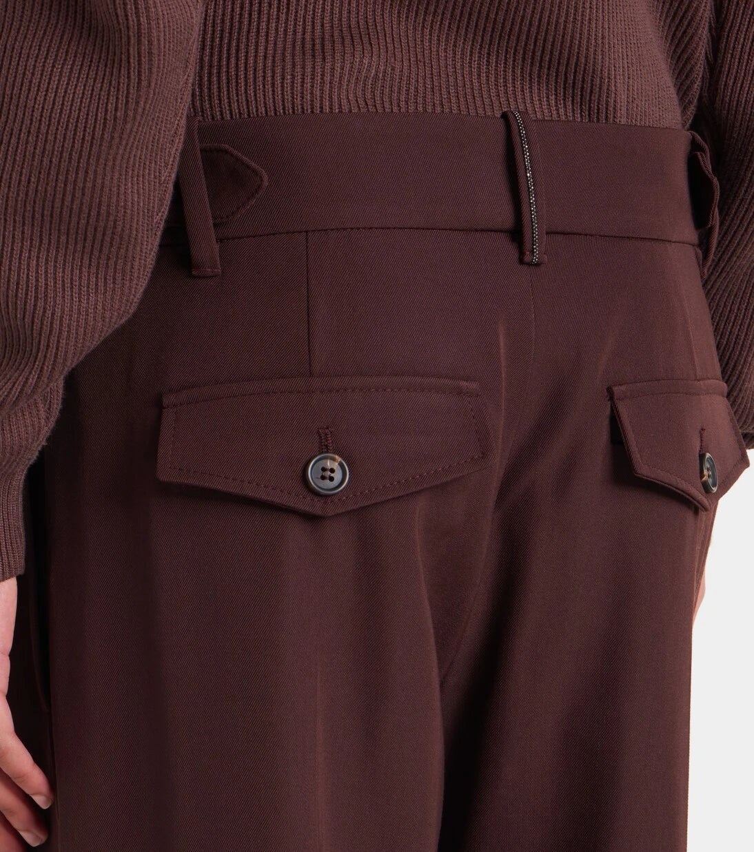 Brunello Cucinelli - بنطلون صوف وقطن بقصّة مستقيمة