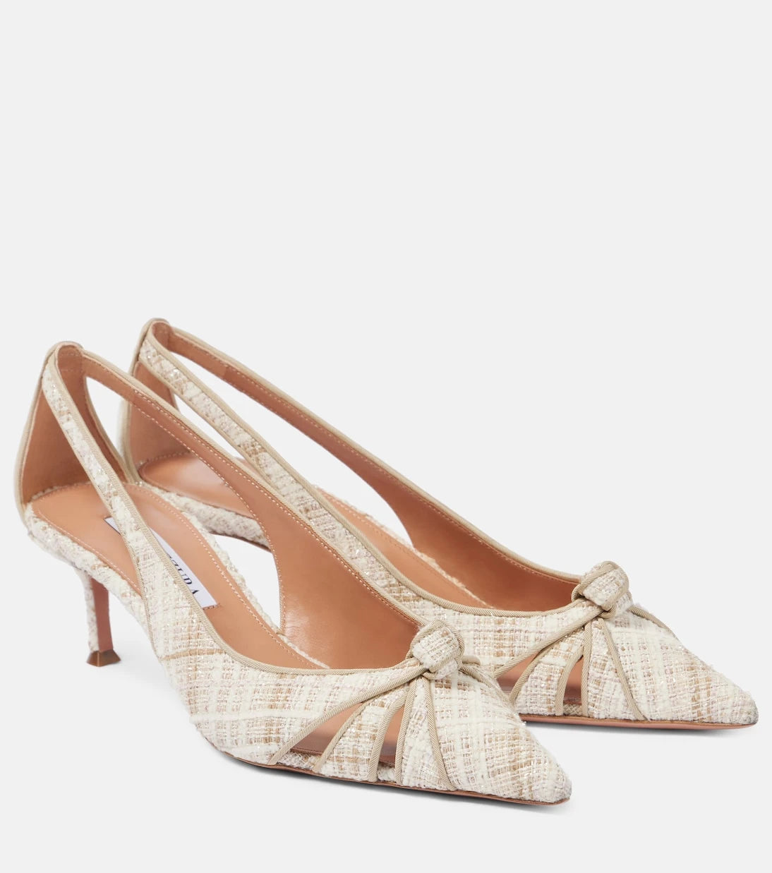 Aquazzura - حذاء "بريمير 50" من التويد بتصميم مقطع
