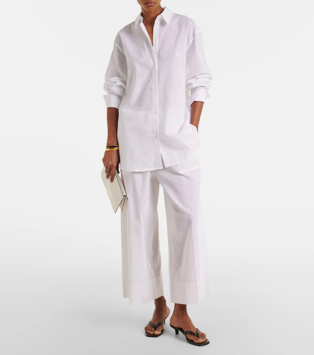 Toteme - Cotton and linen wide-leg pants